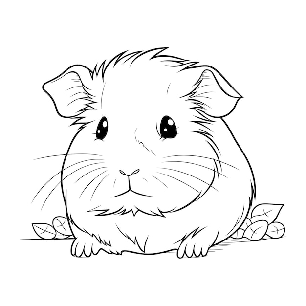 Cute Guinea Pig Coloring book for adults vector illustration