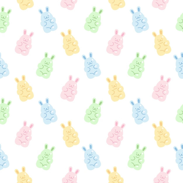 Vector cute gummy rabbit jelly candy seamless   pattern