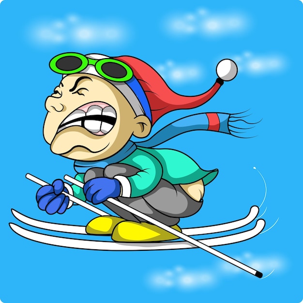 Симпатичный парень катается на лыжах
