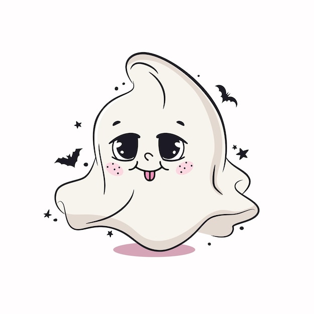 Cute halloween baby ghost Cute cartoon character Vector stock illustration