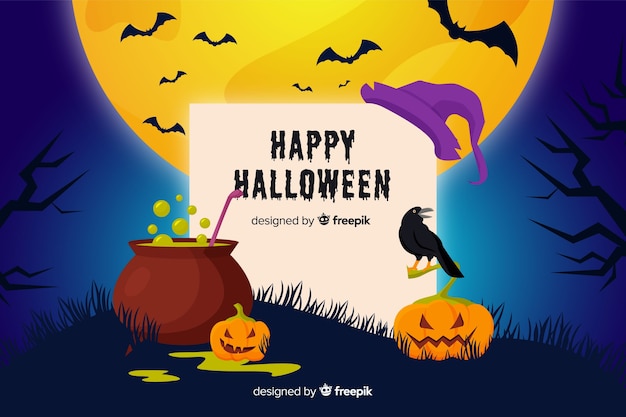 Cute halloween background in flat design