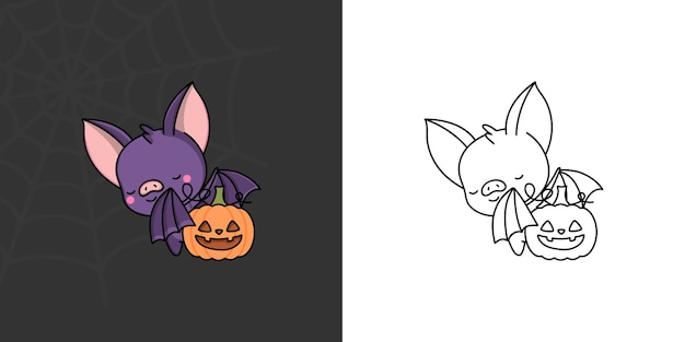 ぬりえページとイラストのかわいいハロウィーン バット クリップアート。ハッピー クリップ アート ハロウィーン Flittermouse