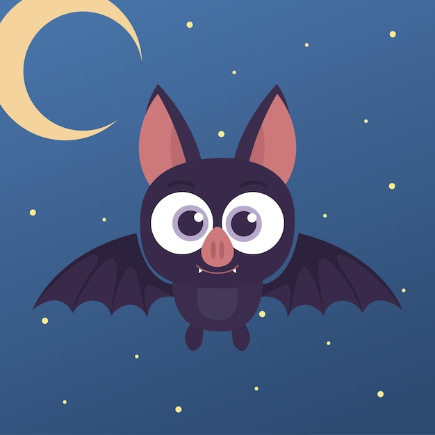 Simpatica emoji della notte del pipistrello di halloween