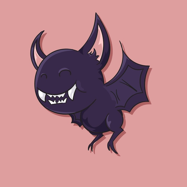 Cute halloween bats crazy spoooky bat vector for children stickers cute bat cool purple violet bats