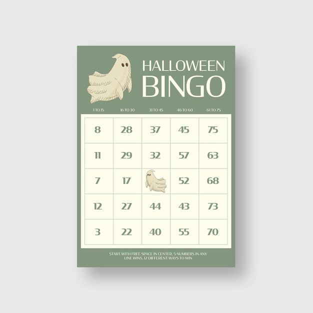 Cute Halloween Bingo Cards Template Printable Bingo Cards V5 in Vector EPS