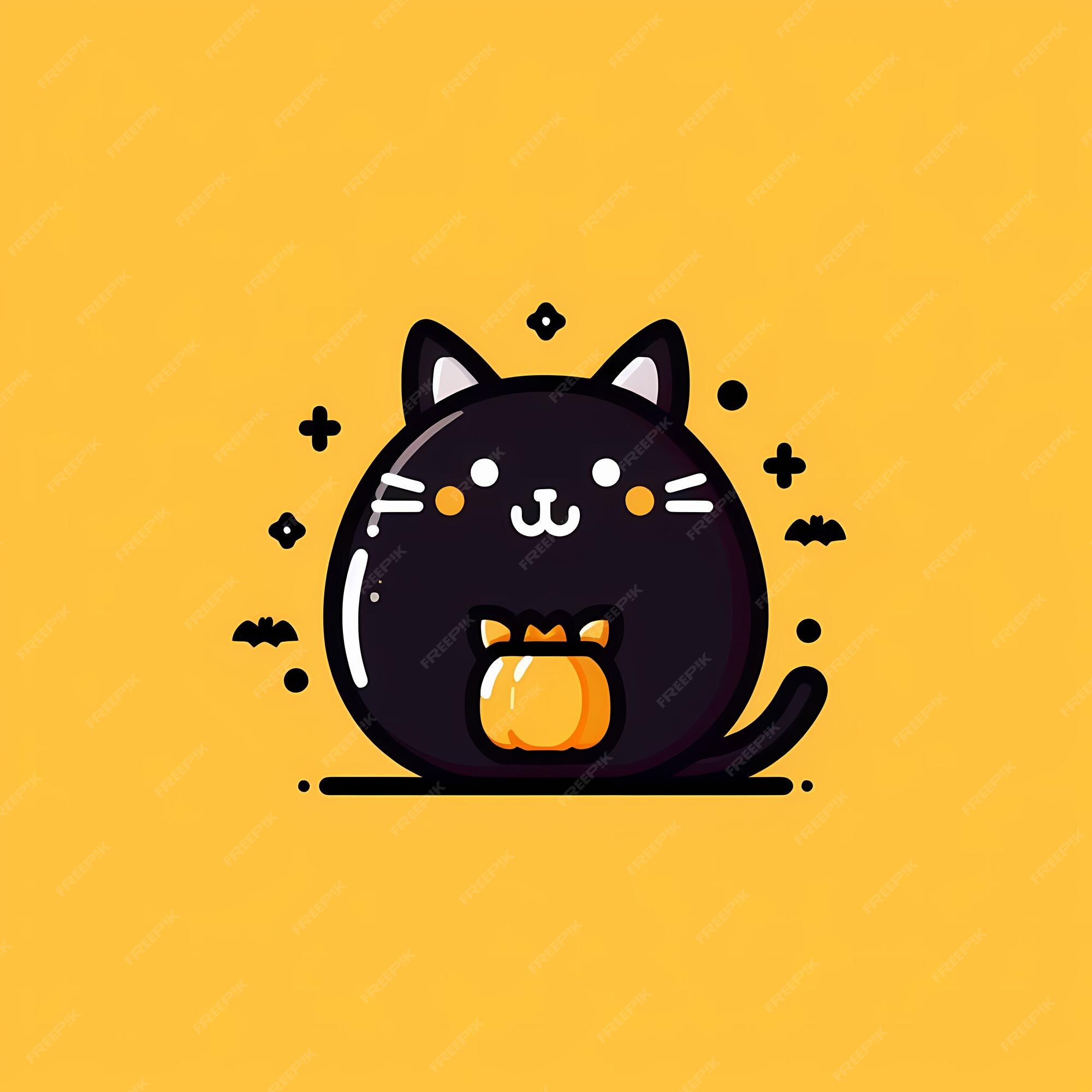 Premium Vector  Cute halloween cat icon minimalist in yellow