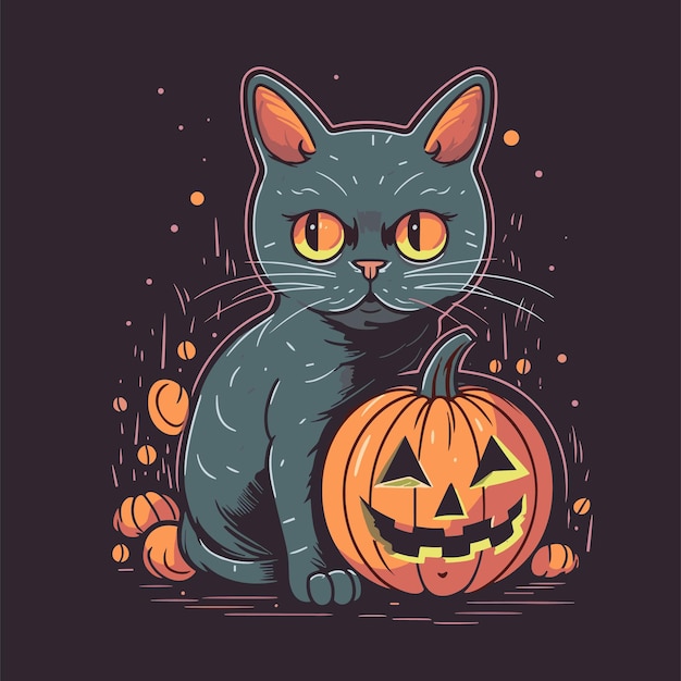 可愛いハロウィーン猫のイラスト