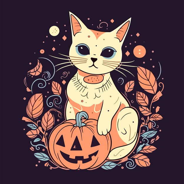 Cute halloween cat illustration