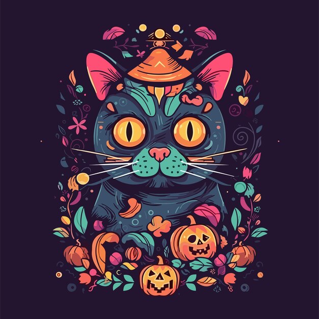 Una carina illustrazione di un gatto di halloween