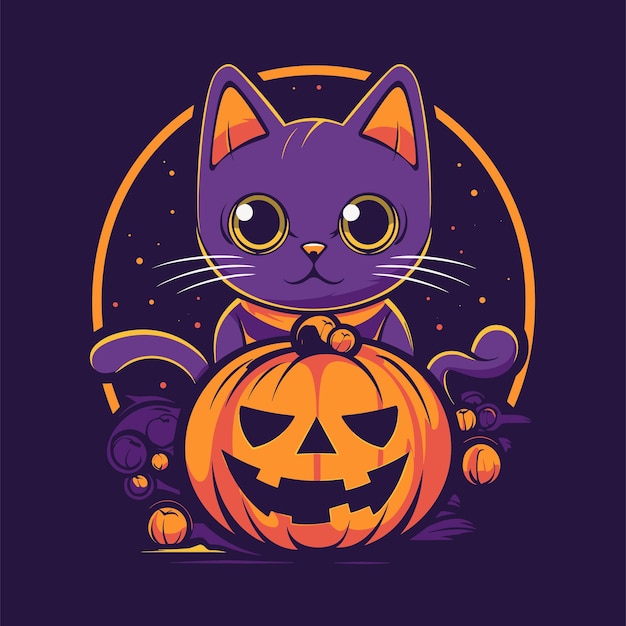 Una carina illustrazione di un gatto di halloween