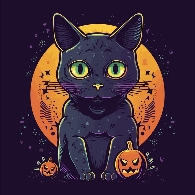 Cute halloween cat illustration