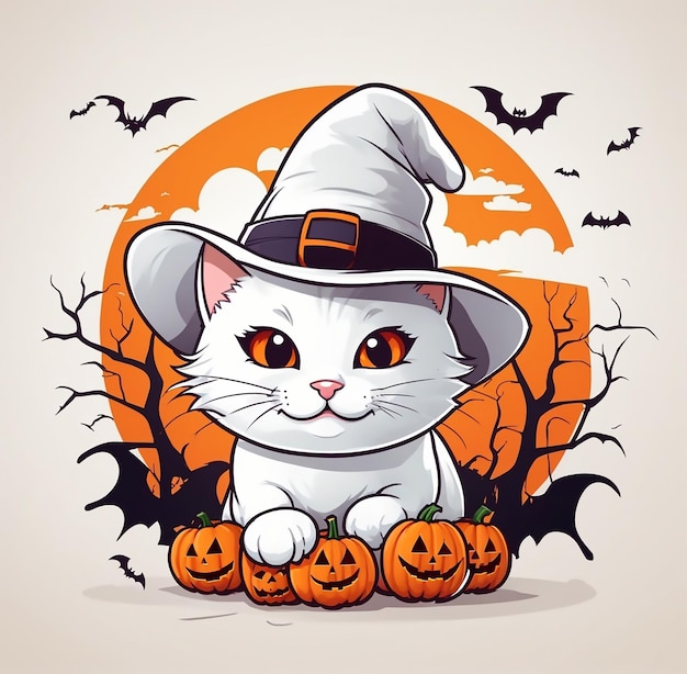 Vector cute halloween cat