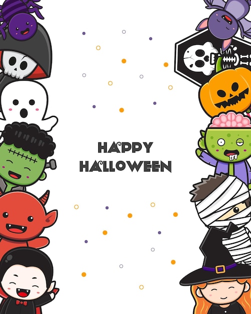 Cute halloween character background banner cartoon illustration