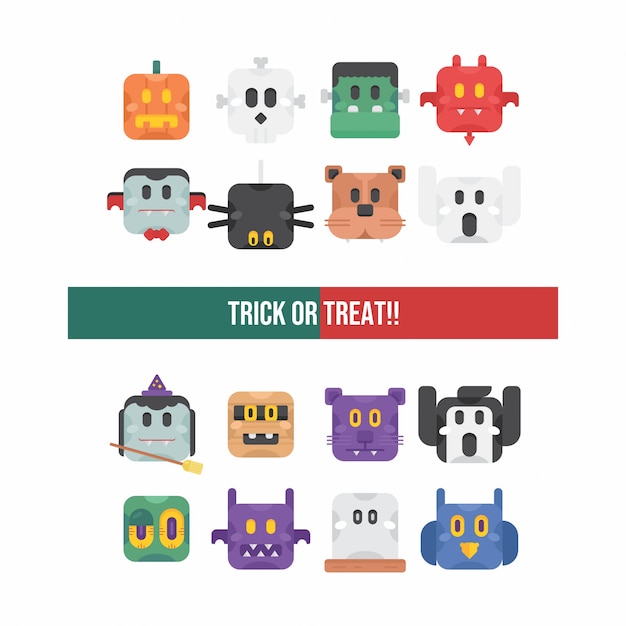 Vector cute halloween character set