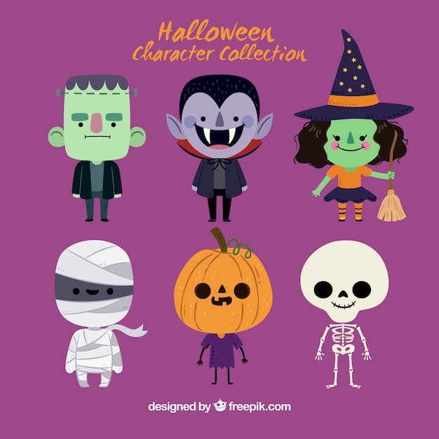 Vector cute halloween character set