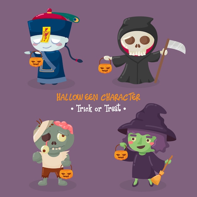 Cute halloween characters collection