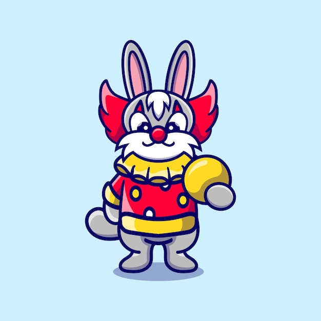 Vector cute halloween clown bunny carrying ball