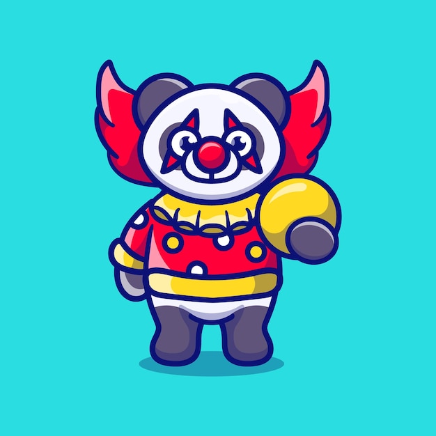 Cute halloween clown panda carrying ball