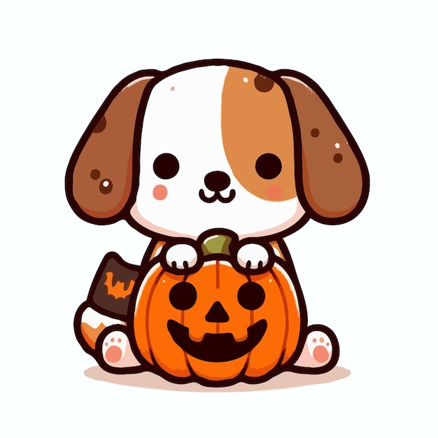 Vector cute halloween dog vector on white background