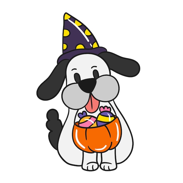 Cute halloween dog vector.