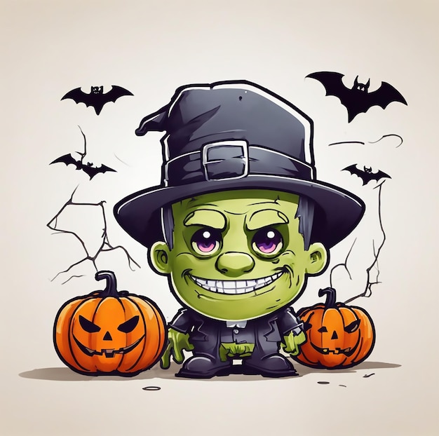 Cute halloween frankenstein