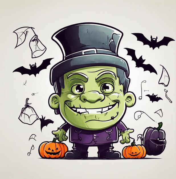 Vettore simpatico frankenstein di halloween