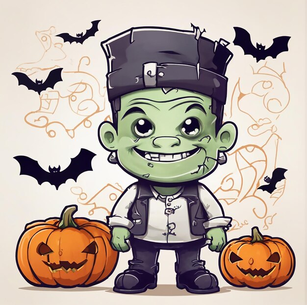 Cute halloween Frankenstein