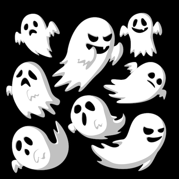 Cute halloween ghosts set