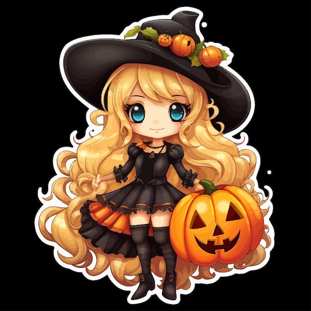 かわいいハロウィーンの女の子のイラスト