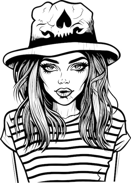 cute halloween girl wearing a hat