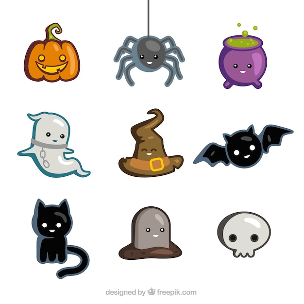 Vector cute halloween icons