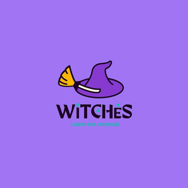 Cute halloween logo with a witch hat