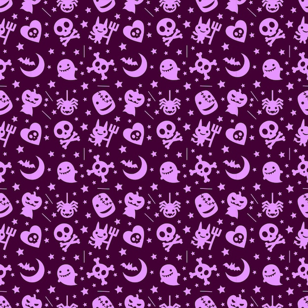 Vector cute halloween pattern background with purple color