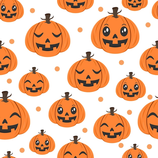 Cute halloween pumpkins pattern illustration