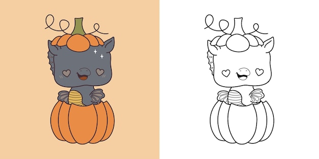 ページとイラストを着色するためのかわいいハロウィーンのタツノオトシゴのクリップアート