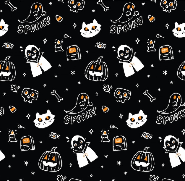 Cute Halloween seamless background 