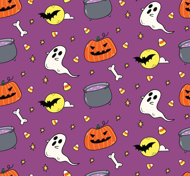 Cute halloween seamless background