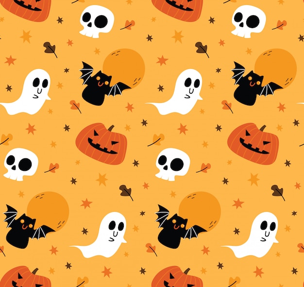 Cute halloween seamless background