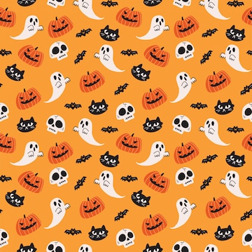 Premium Vector | Cute halloween seamless background