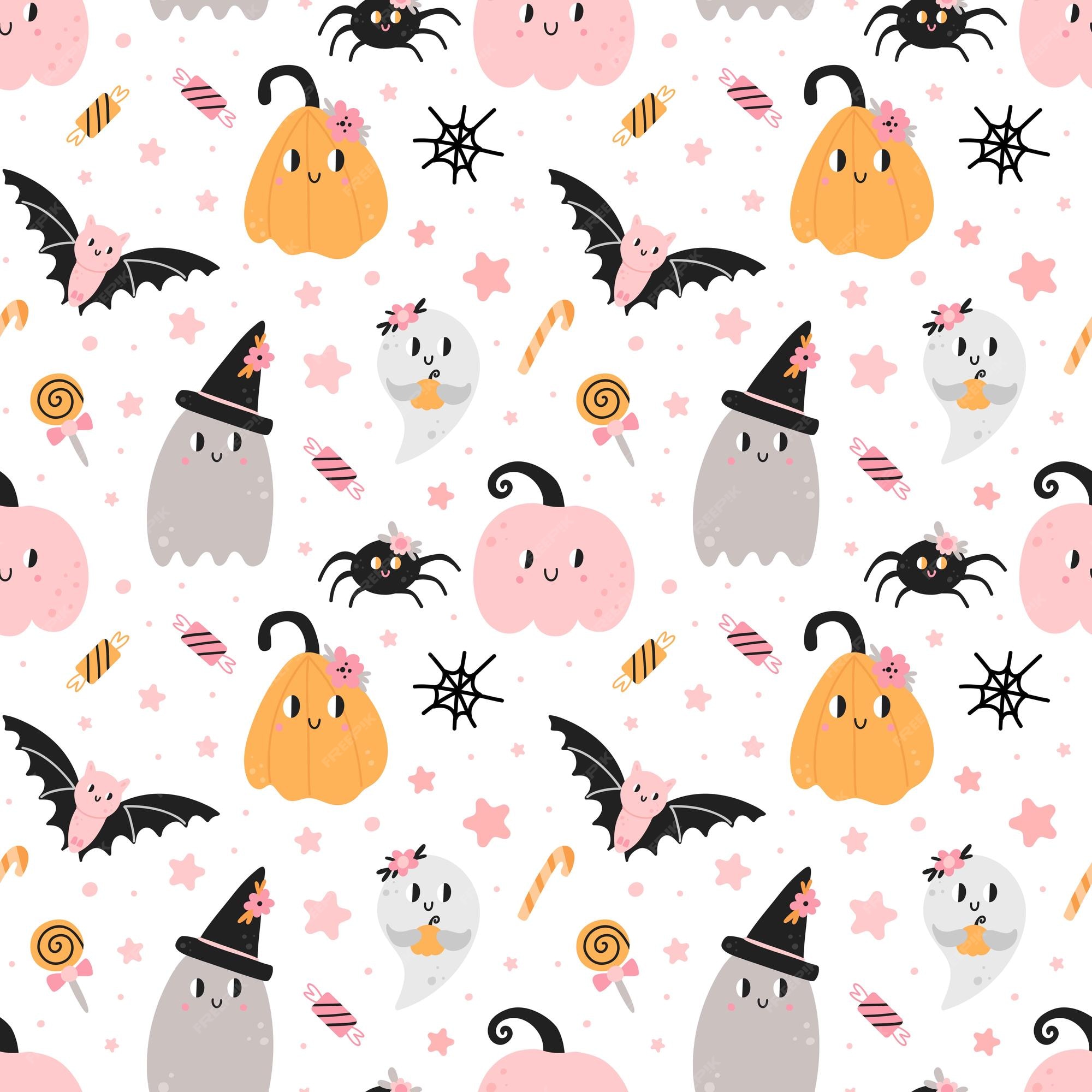 Premium Vector | Cute halloween seamless pattern funny pumpkin ...