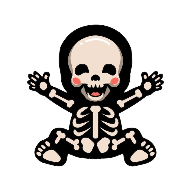 Cute halloween skeleton cartoon sitting