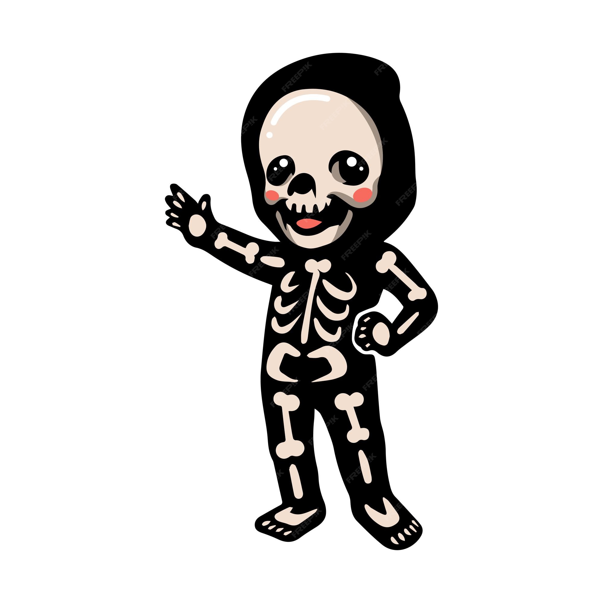 Premium Vector | Cute halloween skeleton cartoon waving hand Premium Vector | Cute halloween skeleton cartoon waving hand