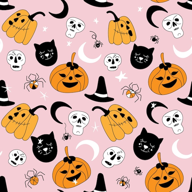 Vector cute halloween vector pattern