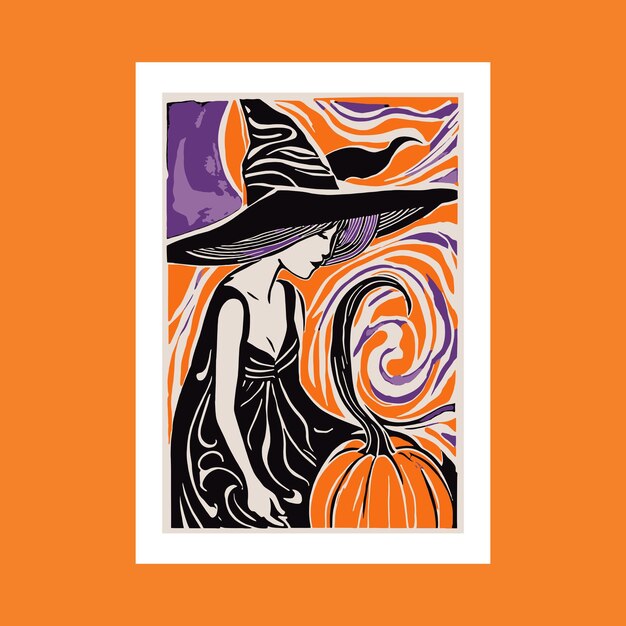 Vector cute halloween witch illustration