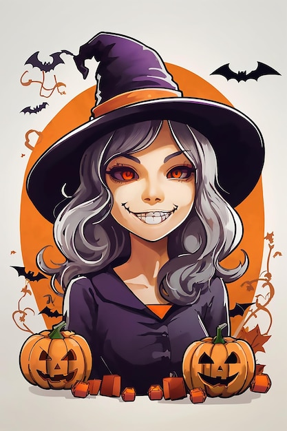 Vector cute halloween witch