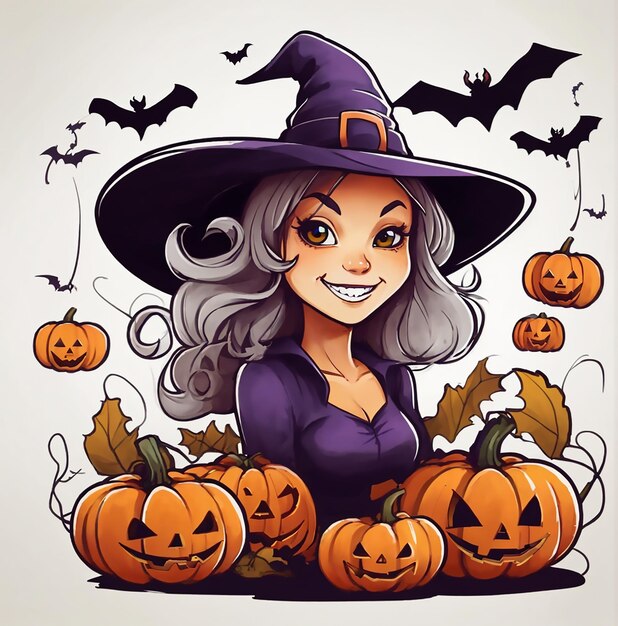 Vector cute halloween witch