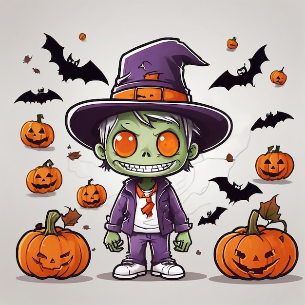 Vector cute halloween zombie