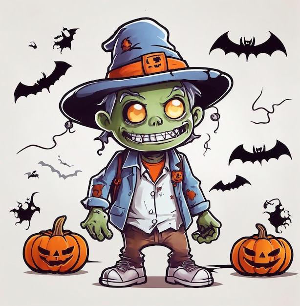 Vector cute halloween zombie