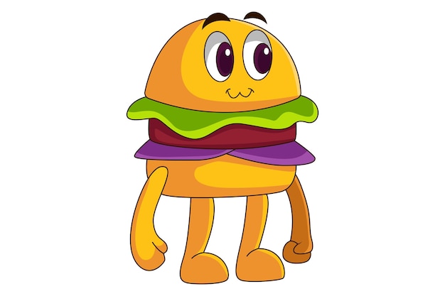 Cute Hamburger Cartoon Character Design