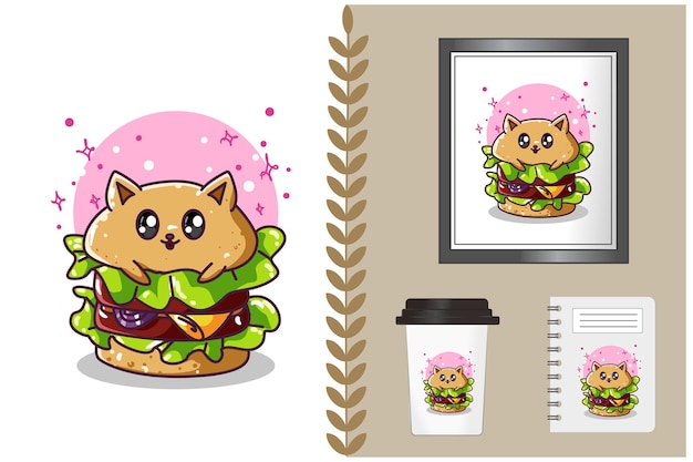 Cute hamburger cartoon illustration